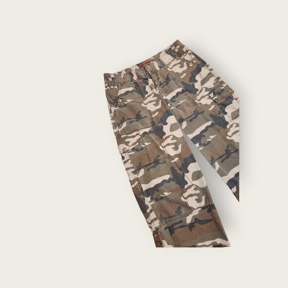 Vintage Y2k early 2000s Mossimo camo print low rise wide leg denim capri pants - Picture 3 of 4